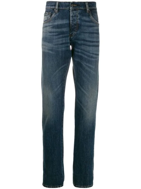 Prada Distressed Straight Leg Jeans In Blue | ModeSens