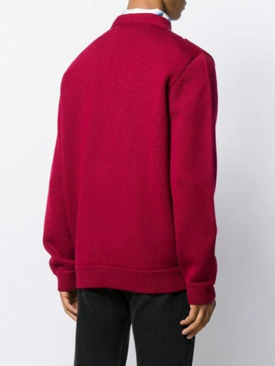 Shop Gucci Wool Cardigan With Anchor Crest In Red