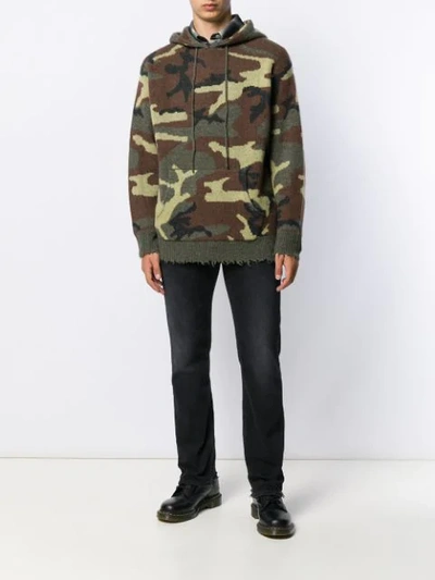 Shop R13 Camouflage Hooded Jumper In Green