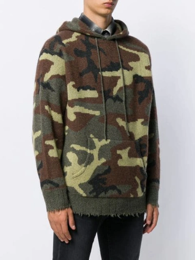 Shop R13 Camouflage Hooded Jumper In Green