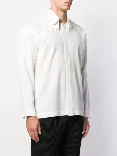 Shop Issey Miyake Contrast Collar Shirt In White