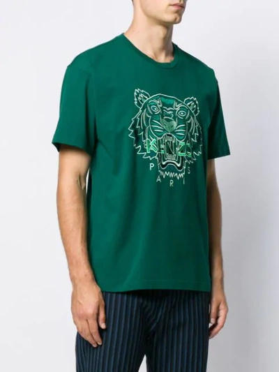 Shop Kenzo Embroidered Tiger T-shirt In Green