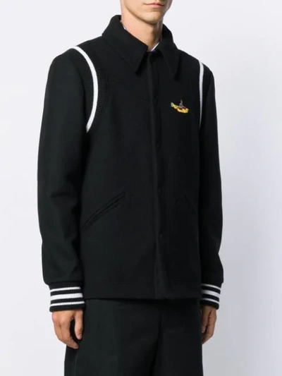 Shop Stella Mccartney All Together Now Embroidered Yellow Submarine Jacket In Black