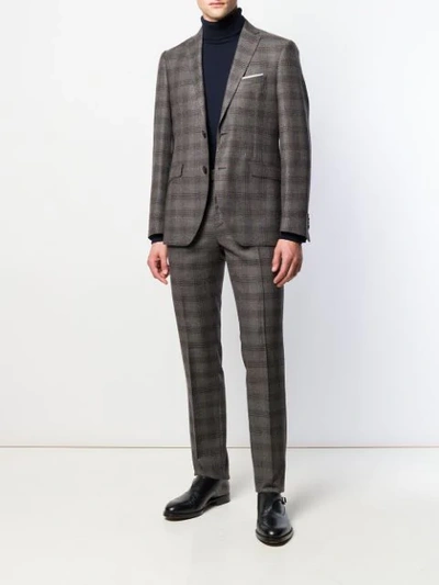 Shop Etro Plaid Single-breasted Suit In Grey