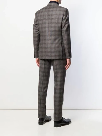 Shop Etro Plaid Single-breasted Suit In Grey