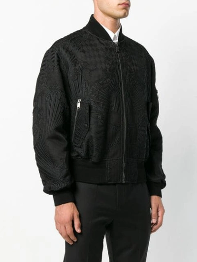 Shop Versace Embroidered Bomber Jacket In Black