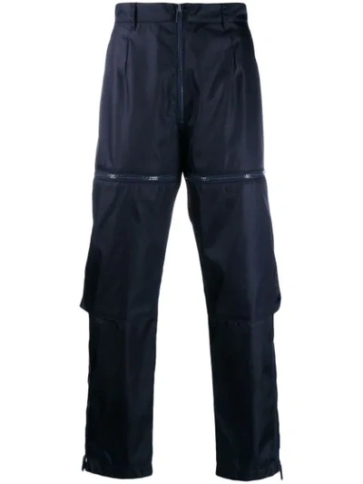 Shop Prada Nylon Gabardine Style Trousers In Blue