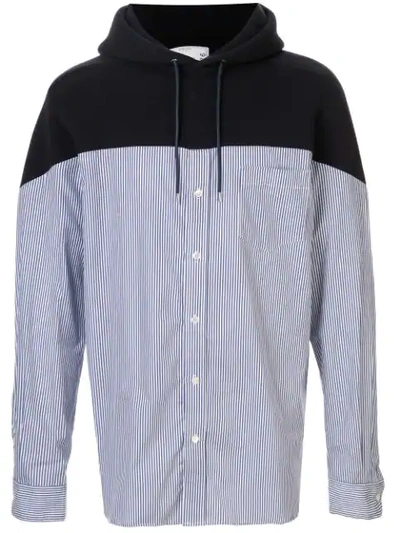 SACAI LAYERED HOODIE SHIRT - 蓝色