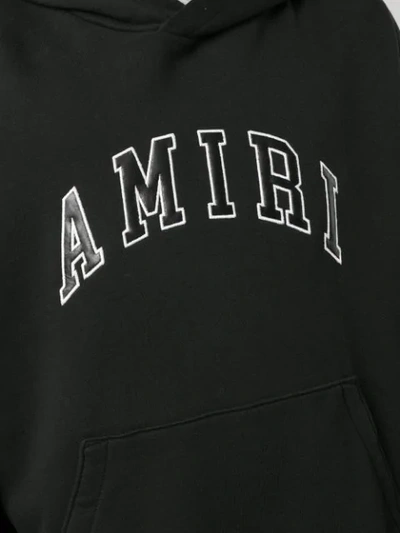 Shop Amiri Logo Embroidery Hoodie In Black