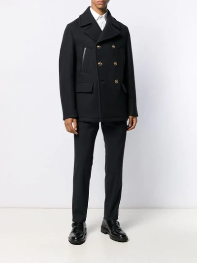 VERSACE DOUBLE BREASTED PEACOAT - 蓝色