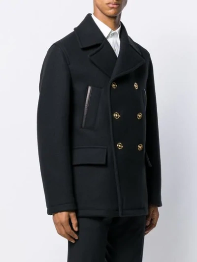 VERSACE DOUBLE BREASTED PEACOAT - 蓝色