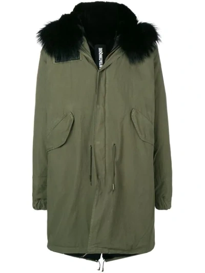 Shop As65 Fur Hood Parka Coat In Green