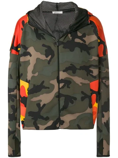Shop Valentino Camouflage-print Hooded Jacket - Green