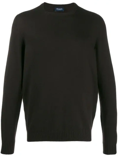 Shop Drumohr Ribbed Knit Sweatshirt In Brown