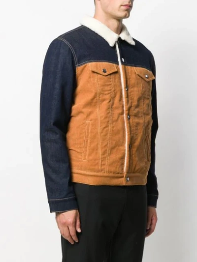 Shop Les Hommes Urban Colour Blocked Shirt Jacket In Blue