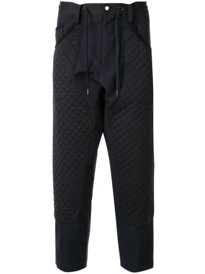 Shop Fumito Ganryu Cropped Straight-leg Trousers In Blue