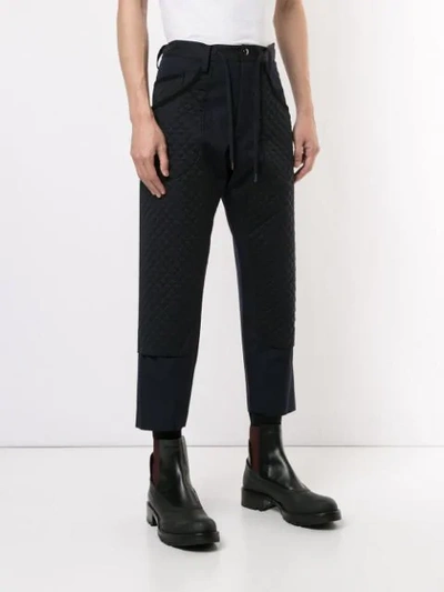 Shop Fumito Ganryu Cropped Straight-leg Trousers In Blue