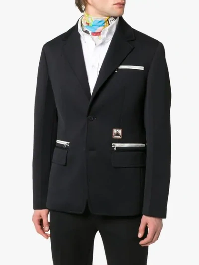 Shop Prada Zip Pocket Blazer In Black