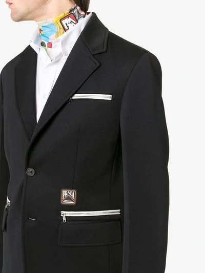 Shop Prada Zip Pocket Blazer In Black