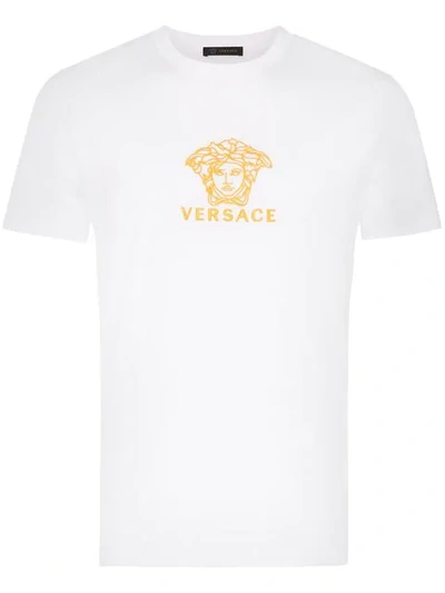 Shop Versace Embroidered Medusa Logo T In White