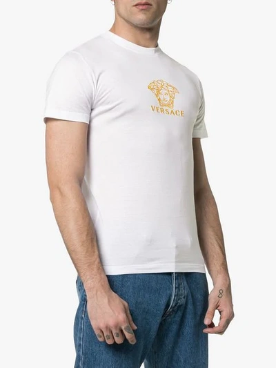 Shop Versace Embroidered Medusa Logo T In White