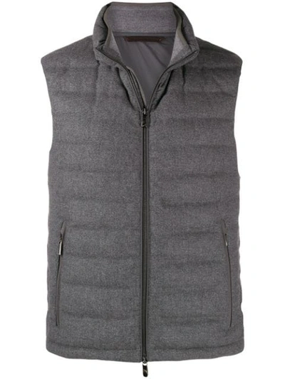 Shop Ermenegildo Zegna Fitted Padded Gilet In Grey