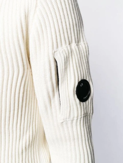 Shop C.p. Company Ribbed Long-sleeve Sweater In White