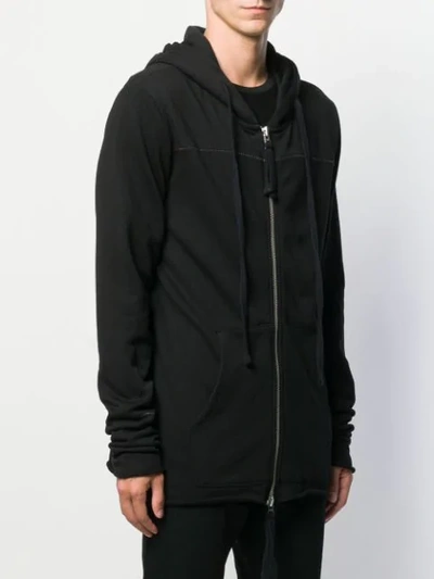 Shop Thom Krom Zipped Drawstring Hoodie In Black