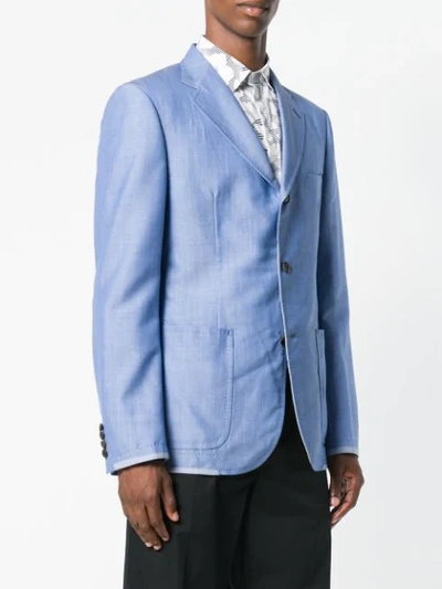 Shop Junya Watanabe Fitted Tailored Jacket In Blue