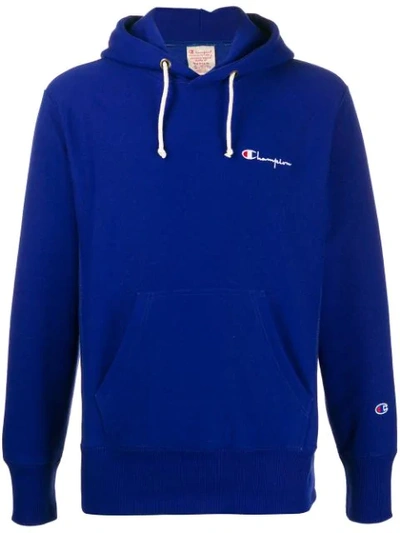 Shop Champion Embroidered Logo Hoodie In Bkk Blue