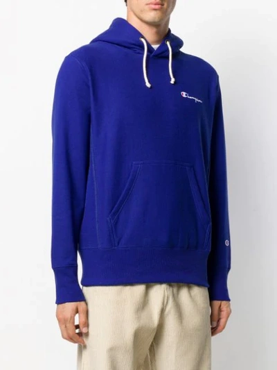 Shop Champion Embroidered Logo Hoodie In Bkk Blue