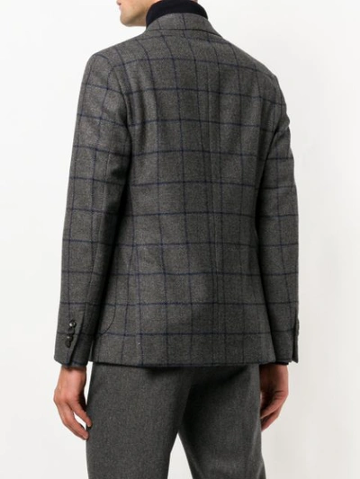 Shop Lardini Checked Tailored Blazer In Grey