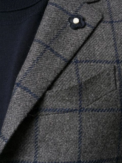 Shop Lardini Checked Tailored Blazer In Grey