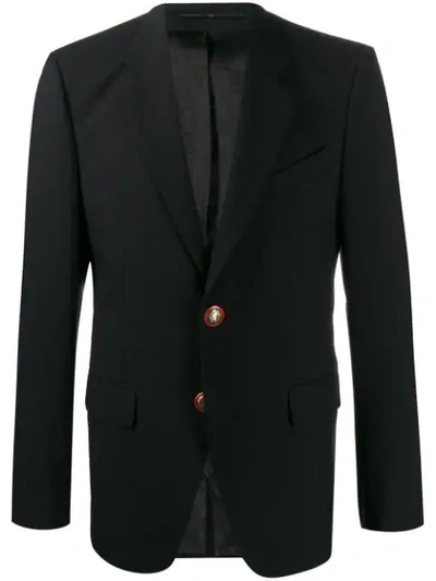 Shop Givenchy Embossed Buttons Tailored Blazer In Black
