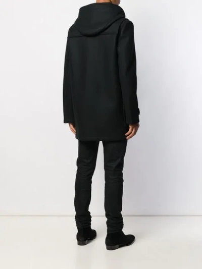 Shop Saint Laurent Hooded Duffle Coat In Black