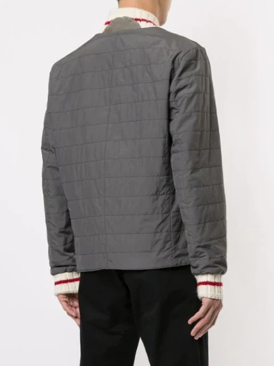 Shop Kiton Quilted Bomber Jacket In Grey