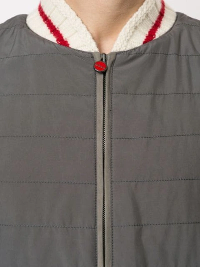 Shop Kiton Quilted Bomber Jacket In Grey
