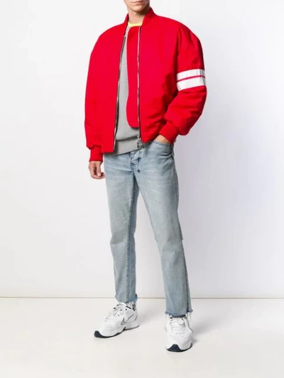 Shop Gcds Fitted Bomber Jacket In Red