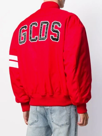 Shop Gcds Fitted Bomber Jacket In Red