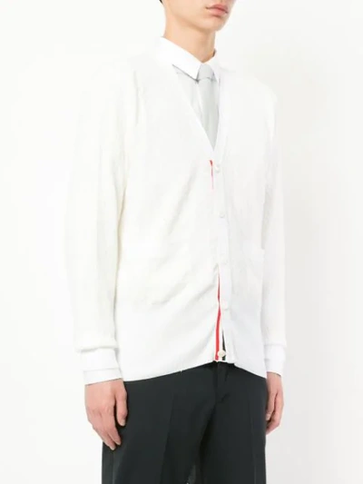 Shop Thom Browne Cable Knit Cardigan - White