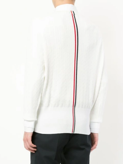 Shop Thom Browne Cable Knit Cardigan - White