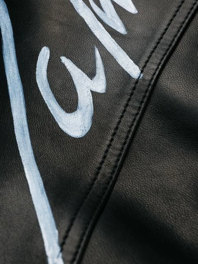 Shop Balmain Signature Logo Leather Jacket In Black