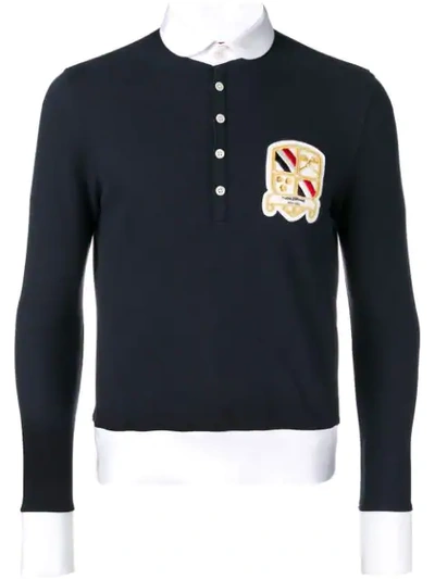 Shop Thom Browne Center-back Stripe Piqué Polo - Blue