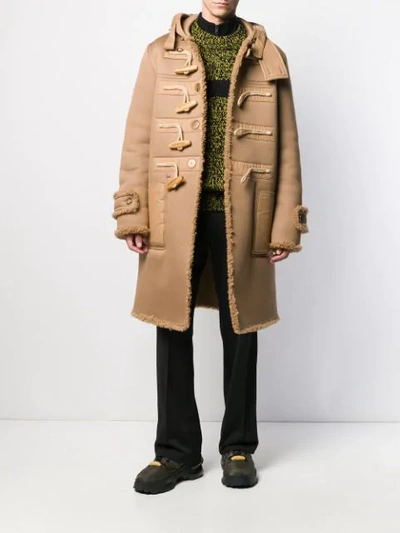 Shop Burberry Shearling-lined Duffle Coat In Neutrals