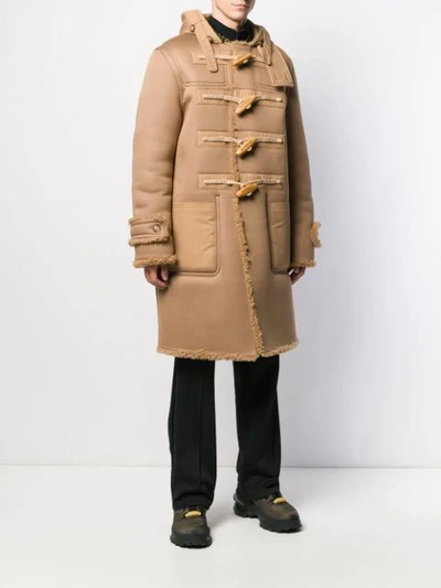 Shop Burberry Shearling-lined Duffle Coat In Neutrals