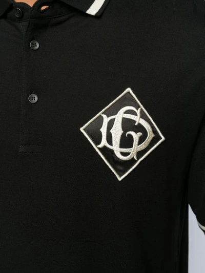 Shop Dolce & Gabbana Embroidered Logo Polo Shirt In Black