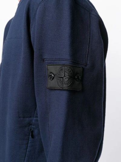 Shop Stone Island Shadow Project Garment Dyed Drop Pocket Crewneck Sweatshirt In Blue