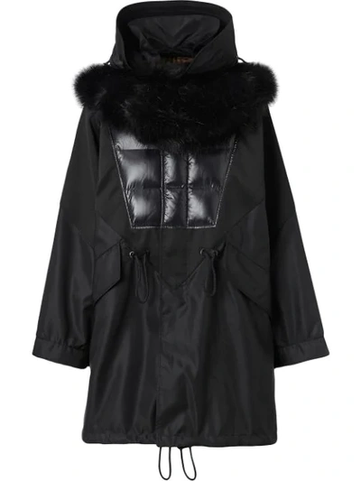 Shop Burberry Hooded Parka In Black