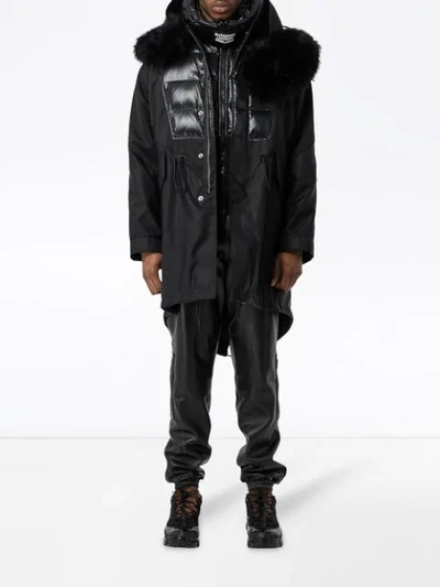 Shop Burberry Hooded Parka In Black