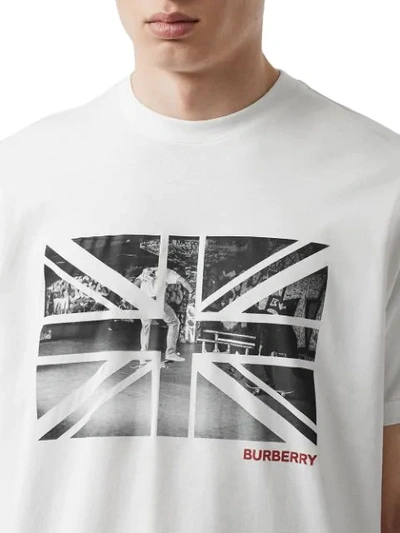 BURBERRY UNION JACK相片印花超大款T恤 - 白色